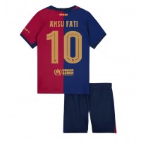 Camisa de time de futebol Barcelona Ansu Fati #10 Replicas 1º Equipamento Infantil 2024-25 Manga Curta (+ Calças curtas)